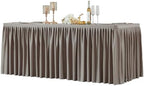 Wish Care Natural Polyester Table Clothes for 8 Foot Rectangle Tables, Wrinkle Free Fitted Table Cover with Pleated Ruffle Table Skirt for Birthday Party Wedding Trade Show Event Display by WishCare