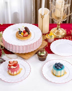 YOUBET 60PCS Red Scalloped Plastic Plates for Party Wedding - Image 5