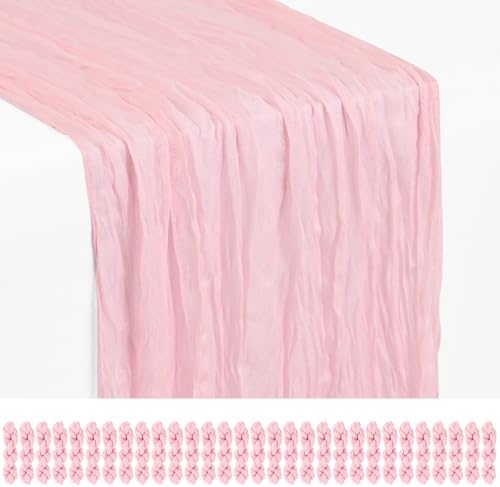30 Pack Light Pink Cheesecloth Table Runner 17x108 Inches Boho Home Decor by Showgeous