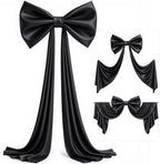 Big Black Bow Backdrop Large Black Bow Decor Gift Bows Birthday Decorations 48x24x120 Inches Giant Bow Birthday Party Backdrop for Wedding Baby Shower Photography Coquette Room Decor - Image 3