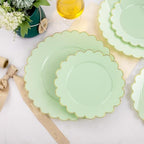 LIYH 60 Pcs Heavy Duty Sage Green Plastic Plates for Weddings, Scalloped - Image 3