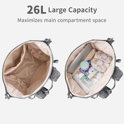 CEI-CEI Neoprene Diaper Bag Backpack Large Newborn Baby Maternity Bags Waterproof Travel Tote for Mom Dad with Insulated Pockets,Changing Pad - Image 5