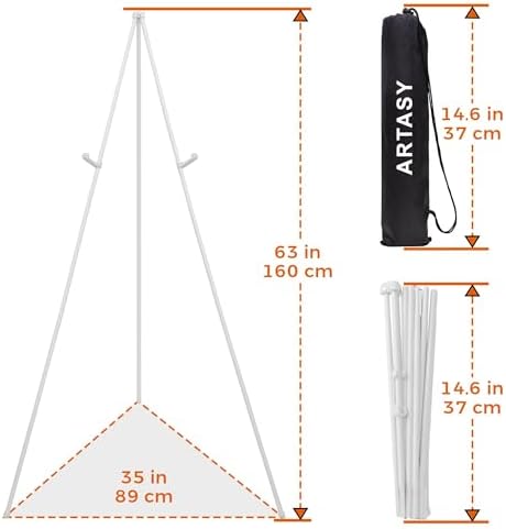 ARTASY 63" Easel Stand for Wedding Signs, White, 3 Packs with Carry Bags - Image 2
