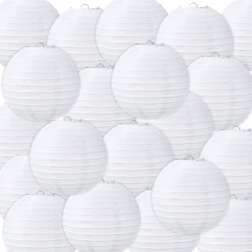 Treela 48pack White Chinese Paper Lanterns for Wedding Party Decor, 12" by Treela