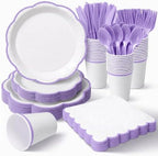 350 Pcs Lavender Rim Paper Plates and Napkins Party Supplies by Unknown
