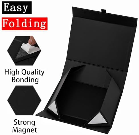 Extra Large Black Gift Box 3 Pack 19x16x6 Inches,Gift Boxs for Presents with Lid Magnetic Closure Collapsible,Groomsman Proposal Box,Birthday, Christmas,for Clothes and Large Gifts - Image 3