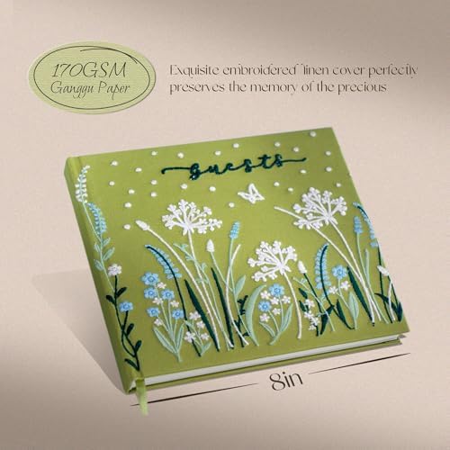 Embroidered Wedding Guest Book—The Perfect Polaroid Guest Book for Wedding Receptions, Birthdays, Baby Showers, and Special Events with 3 Photo Corner Stickers+ 3 DIY pens+1 Diamond Pen - Image 2