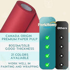 PerkHomy 36" x 2,400" (200') Red Kraft Paper Roll for Craft Bulletin Board Paper Art Table Covering Crafting Gift Wrapping Bouquet Packing Parcel 80GSM 55LB (Red, 36" x 200') - Image 3