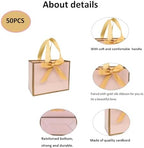 TKSBAG 50 PCS Small Pink Gold Gift Bags with Bow Ribbon - 6.4x3.1x5.1 Inch Thank You Bags with Handles, Bulk for Baby Shower, Bridal Shower, Wedding, Party Favors, Mother's Day - Image 4