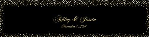 100 Gold Confetti All Around Black Background Wedding Anniversary Engagement Party Water Bottle Labels Bridal Shower - Image 3