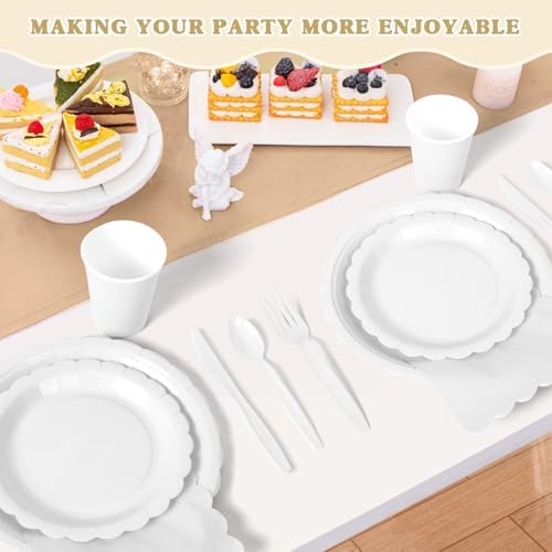 Vyntra 350 Pcs White Paper Plates and Napkins Party Supplies - Image 6