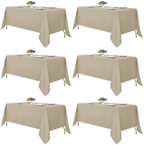 Fitable 6 Pack Nature Tablecloths 70x108 Inch for 6 Foot Rectangle Tables by Fitable