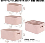 Boucle Nursery Storage Baskets Set of 3, Decorative Nesting Fabric Bins for Shelves, Changing Tables, Dressers and Closets, Baby Toys, Diapers, Clothes, Books, Blankets and Essentials, Pink - Image 3