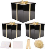 UoeRing 3 Pcs Large Gift Box Glossy Black 12x12x11 Inch with Lid by Unknown