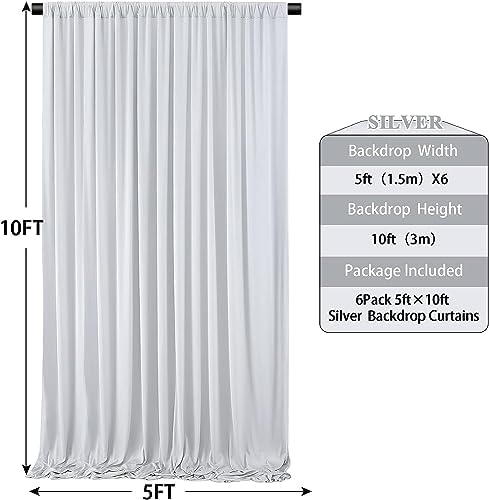 30ft x 10ft Wrinkle Free Silver Backdrop Curtain for Parties, Thick Fabric Backdrop Drapes for Wedding Space Birthday Party Photography Background Baby Shower Decor - Image 6