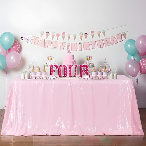Poise3EHome Pink Sequin Tablecloth 90×132 Inch Rectangle Sparkly Fabric Table Cloth for Birthday Wedding Valentine Party Holiday Baby Shower Christmas Decoration - Image 6