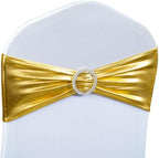 Babenest 50PCS Spandex Chair Sashes Bows with Buckle Metallic Gold by Babenest
