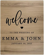 Andaz Press Large Wooden Welcome Sign for Wedding Rustic Welcome Sign 16" x 20" Wedding Of Custom Names & Date Fall Wedding Signage English Oak MDF Wood Finish Wedding Reception Indoor Outdoor Signs by AndazPress