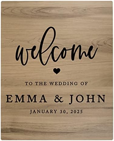 Andaz Press Large Wooden Welcome Sign for Wedding Rustic Welcome Sign 16" x 20" Wedding Of Custom Names & Date Fall Wedding Signage English Oak MDF Wood Finish Wedding Reception Indoor Outdoor Signs by AndazPress