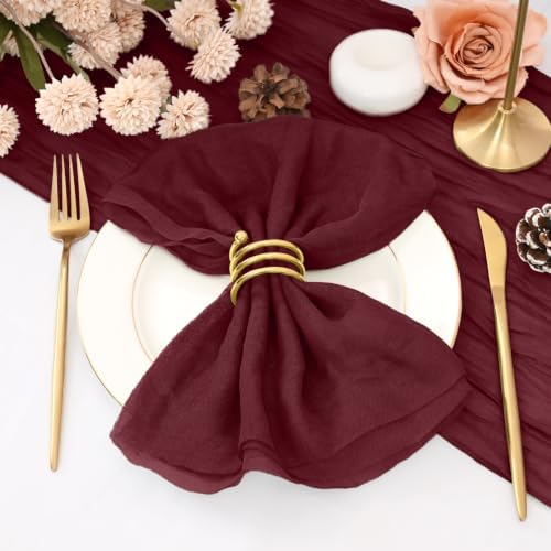 60Pack Burgundy Cheesecloth Napkins Rustic Boho Gauze Napkins 20"x20" by REWOMC