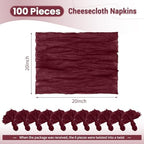 100 Pack Burgundy Cloth Napkins 20x20 Inch Cheesecloth Napkins - Image 2