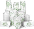 Vesici 60pcs 14oz Green Disposable Coffee Cups with Lids and Sleeves by Vesici