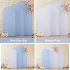 White Blue Arch Backdrop Cover Set of 3 Wedding Arch Covers Stretchy Backdrop Arch Cover 6FT 6.6FT 7.2FT Birthday Party Arch Stand Cover Spandex Ceremony Baby Shower Banquet Decoration - Image 2