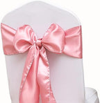 Pack of 50 Satin Dusty Pink Chair Sashes Bows 7 X 108 Inch Universal Chair Ribbons for Wedding Ceremony Party Banquet Restaurant Event Chair Decorations - Dusty Pink Chair Sashes 50 Pack - Image 6
