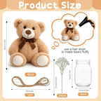 33Pcs Khaki Bear Baby Shower Centerpieces Mason Jar Babybreath - Image 7