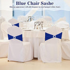 VitalCozy 100 Pcs Spandex Chair Sashes with Crown Buckle,Royal Blue - Image 6