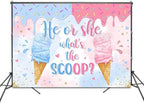 Ice Cream Gender Reveal Backdrop 8x6ft He or She What's The Scoop Summer Gender Reveal Party Decorations Background Boy or Girl Banner Photo Booth Props - Image 2