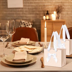 Kolldenn 50 Pcs Small Light Pink Gift Bags Bulk with Bow Ribbon Handles - Image 6