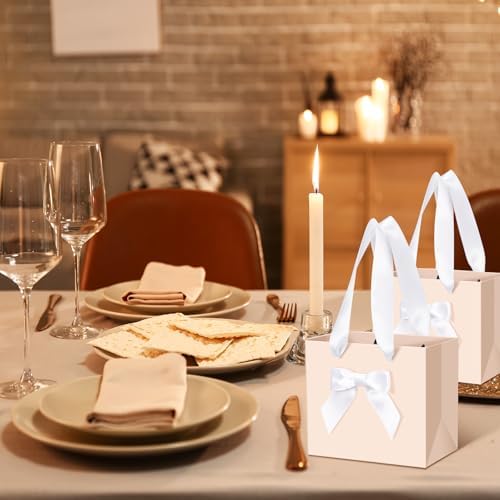 Kolldenn 50 Pcs Small Light Pink Gift Bags Bulk with Bow Ribbon Handles - Image 6