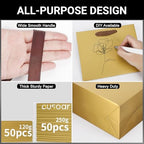 EUSOAR Small Paper Bags, 50pcs 8.6"x3.9"x7 Gold Gift Wrap Bags with Handles Bulk, Retail Shopping Merchandise Wrapping Paper Bags for Craft Grocery, Business, Wedding Birthday Party Favor - Image 3