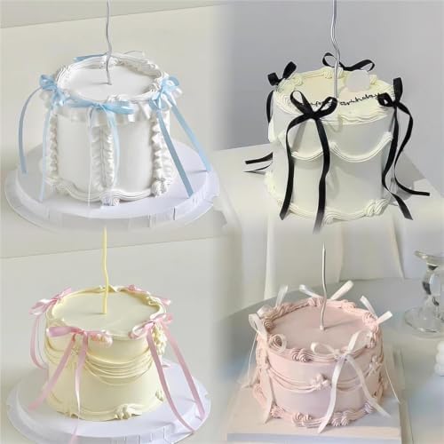 200pcs Satin Ribbon Bow Cake Topper Pink Blue Purple Decorations - Image 4
