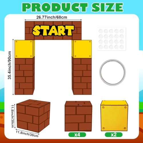 Super Theme Party Decorations Cardboard Playhouse Large Paper Boxes Super Playhouse Adventure Games Kit Big Party Boxes Castle with Arch Brother Adventure Decor for Baby Shower Gamer Birthday Favors - Image 2