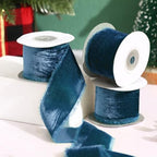 Preboun 4 Rolls Christmas Velvet Ribbon 24 Yards,Teal,2 Inch - Image 5