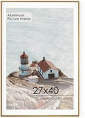 27x40 Metal Picture Frame For Wall With Mat For 24x36, 27''x40'' Aluminum Photo Frames With Tempered Glass For Home Decor, Minimalist Modern Poster Frame Horizontal And Vertical Formats, Bronze by FLYJOE