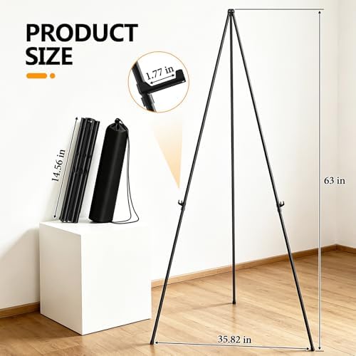 Display Black Easel Stand for Sign, Instant Tripod Collapsible Floor Easels - Image 3
