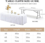 Wish Care White Satin Table Clothes for 6 Foot Rectangle Tables - 6FT Wrinkle Resistant Glitter Rectangle Tablecloths, Party Table Covers for Wedding Banquet, Baby Shower, Birthday, Holiday Dinner - Image 5