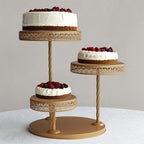 Efavormart 3-Tier Gold Metal Cupcake Tower Dessert Stand, Hollow Lace Design Round Tiered Cake Stand - 21" by efavormart