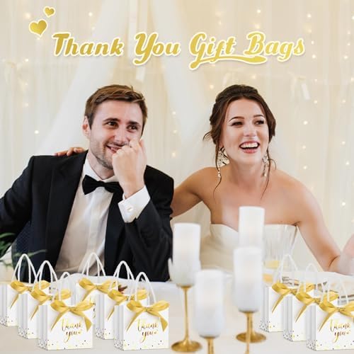 Jetec 45 Pcs Mini Thank You Gift Bag with Handle, White/gold - Image 5