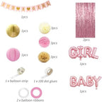 Baby Shower Decorations for Girl - Pink Gender Reveal Party Favors with Fringe Curtain,Its a Girl Banner, Baby Girl Letter,Tissue Paper Pom Poms, Pink Gold Confetti Balloons, Paper Lanterns - Image 2