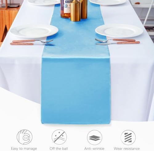 20 Pack Satin Table Runner 12 X 108 Inch Silk Table Runner for Party,Wedding, Birthday, Banquets,Decoration(Blue) - Image 4