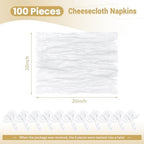 100 Pack White Cloth Napkins 20x20Inch Cheesecloth Napkins - Image 2