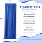 20ft x 8ft Wrinkle Free Royal Blue Backdrop Curtain for Parties, 4 Panels 5×8ft Silky Polyester Blue Photo Backdrop Drapes for Boss Baby Birthday Party Wedding Photography Background - Image 5