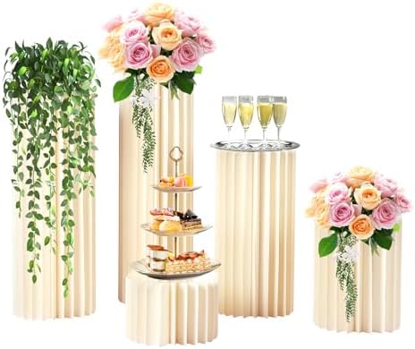 Cylinder Cardboard Stands for Party, Set of 5- 7.9"+15.7"+23.69"+31.5"+39.6 by Unknown