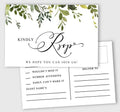 50 Blank RSVP Cards,RSVP Postcards No Envelopes Needed,Greenery Print Response Card,RSVP for Wedding,Baby Shower,Bridal Shower by Inkdotpot