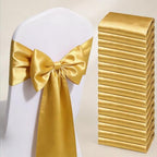Satin Gold Chair Sashes 50 Pack, Light Gold Chairs Ribbons Ties 7x108 Inch for Party Wedding Birthday Christmas Decoration by GANKAR