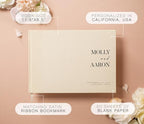 Personalized Guest Book - 11.5" x 8.5" Premium Custom Guest Signing Book with Bookmark and Blank Pages for Wedding Reception Table Decoration Engagement Birthday Party Event, Cream - Image 2